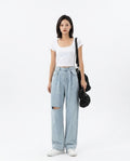 Heidi Outlet - Elrev | Weit Geschnittene Zerrissene Hose Damen
