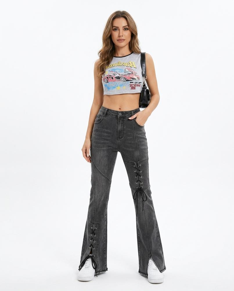 Heidi Outlet - Saser | Ausgestellte Geschnürte Hose Damen
