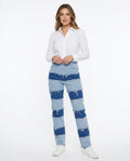 Heidi Outlet - Vivan | Gepatcht Hochgeschnitten Hose Damen