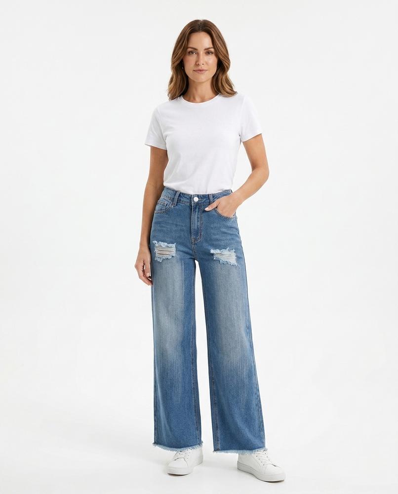 Heidi Outlet - Arnor | Weitbeinige Gerissene Hose Damen
