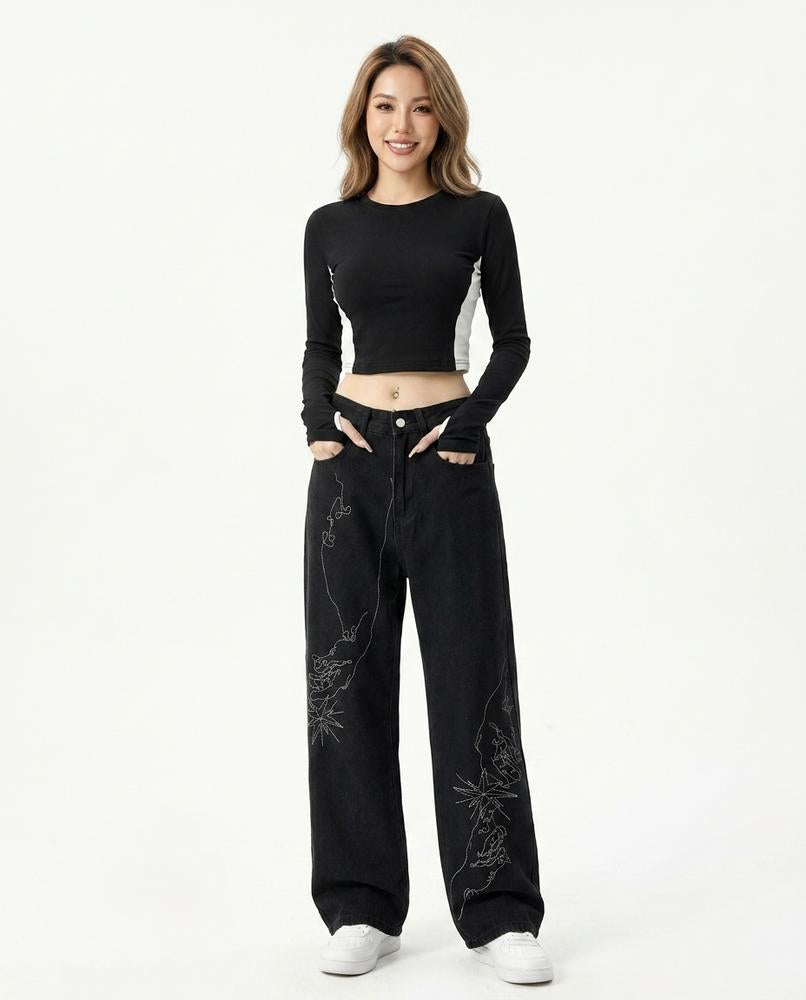 Heidi Outlet - Nokar | Bestickte Weite Hose Unisex