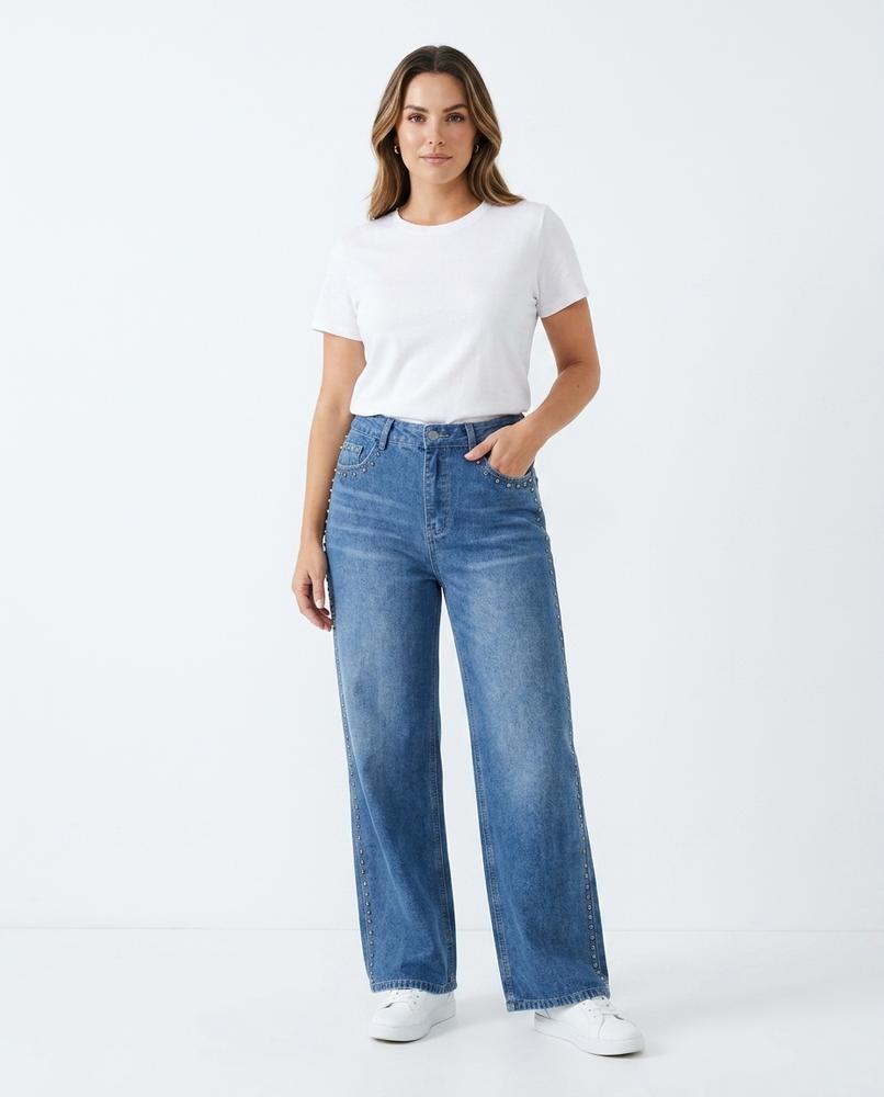 Heidi Outlet - Tavan | Nietenbesetzte Gerade Geschnittene Hose Damen