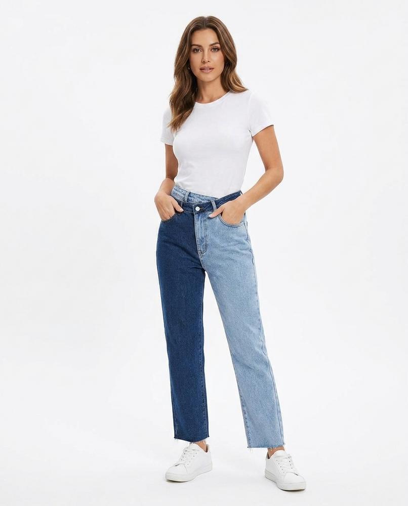 Heidi Outlet - Nilen | Zweifarbige Gerade Geschnittene Hose Damen