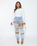 Heidi Outlet - Lovin | Zerrissen Figurbetont Hose Damen
