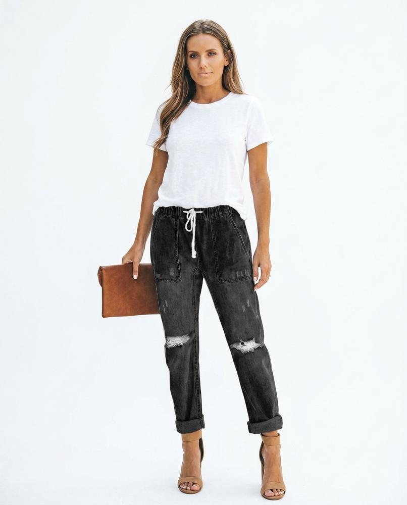 Heidi Outlet - Nidar | Locker Geschnittene Zerrissene Hose Damen