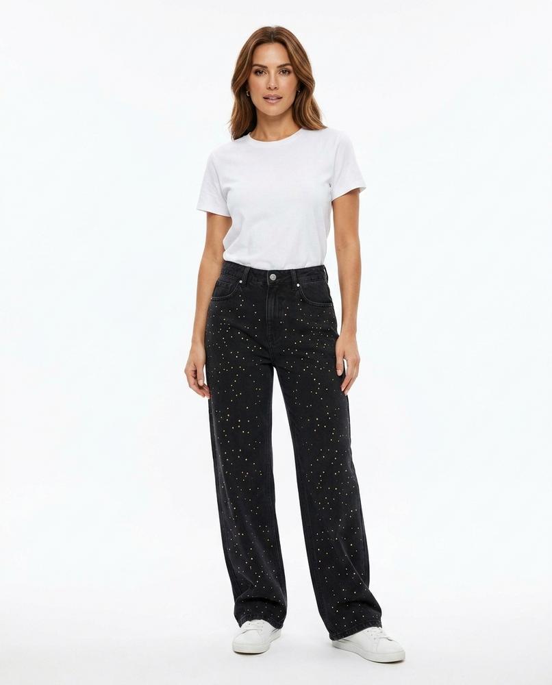 Heidi Outlet - Yomar | Weit Geschnittene Besetzte Hose Damen