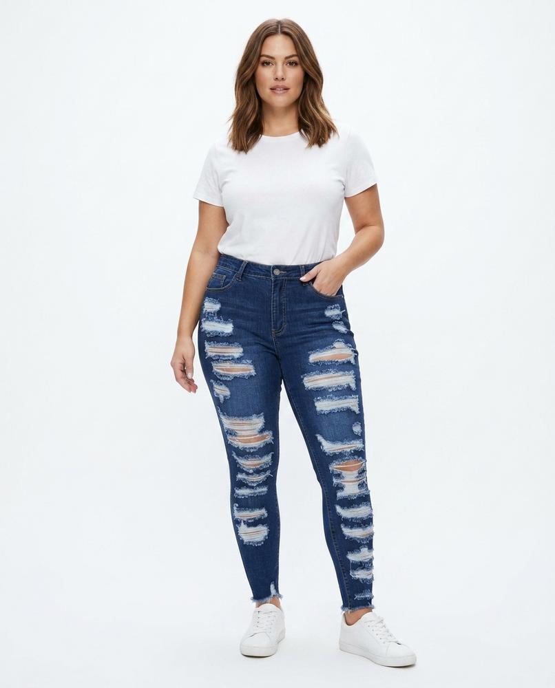 Heidi Outlet - Kemar | Eng Anliegend Zerrissen Hose Damen