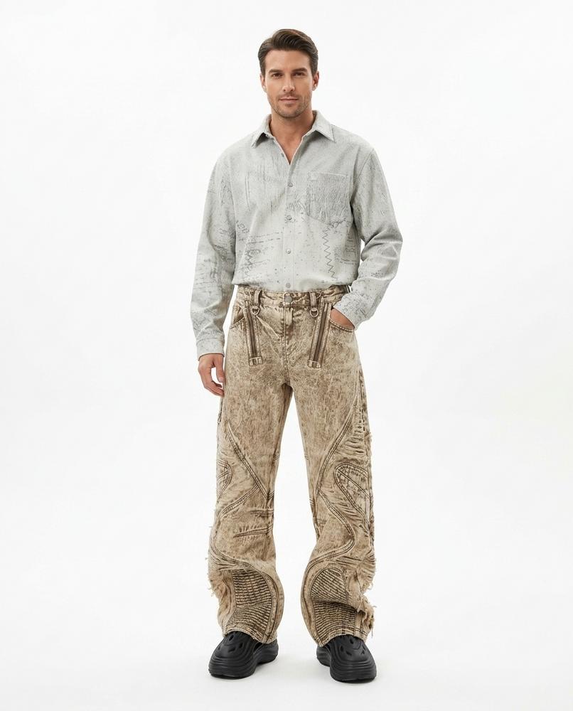 Heidi Outlet - Larev | Strukturiert Denim Hose Unisex