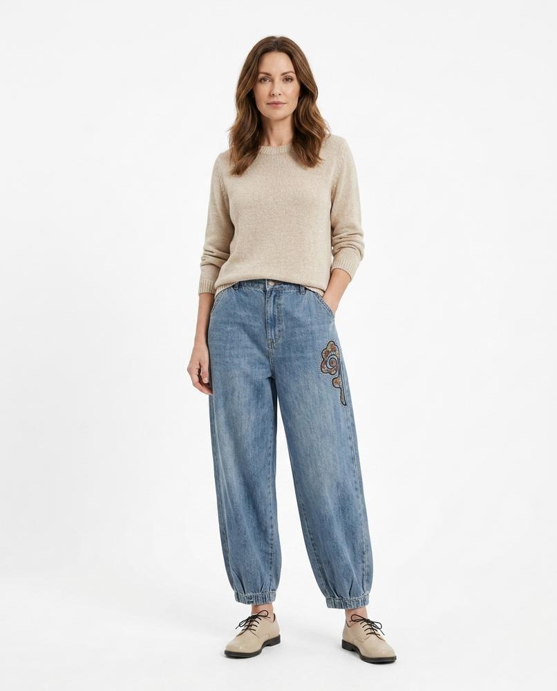 Heidi Outlet - Vemer | Bestickte Weite Hose Damen