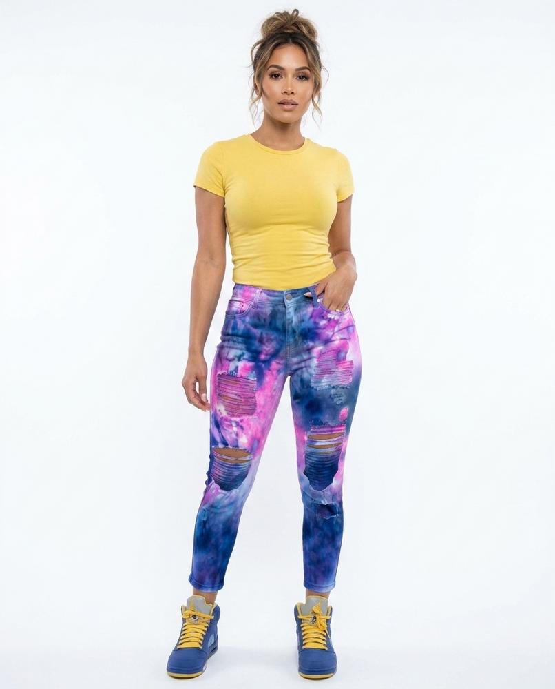 Heidi Outlet - Neven | Bedruckte Zerrissene Hose Damen
