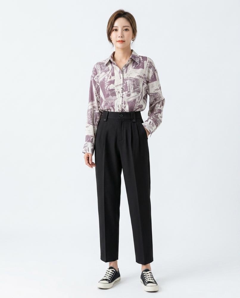 Heidi Outlet - Tiver | Gerade Geschnittene Plissierte Hose Damen