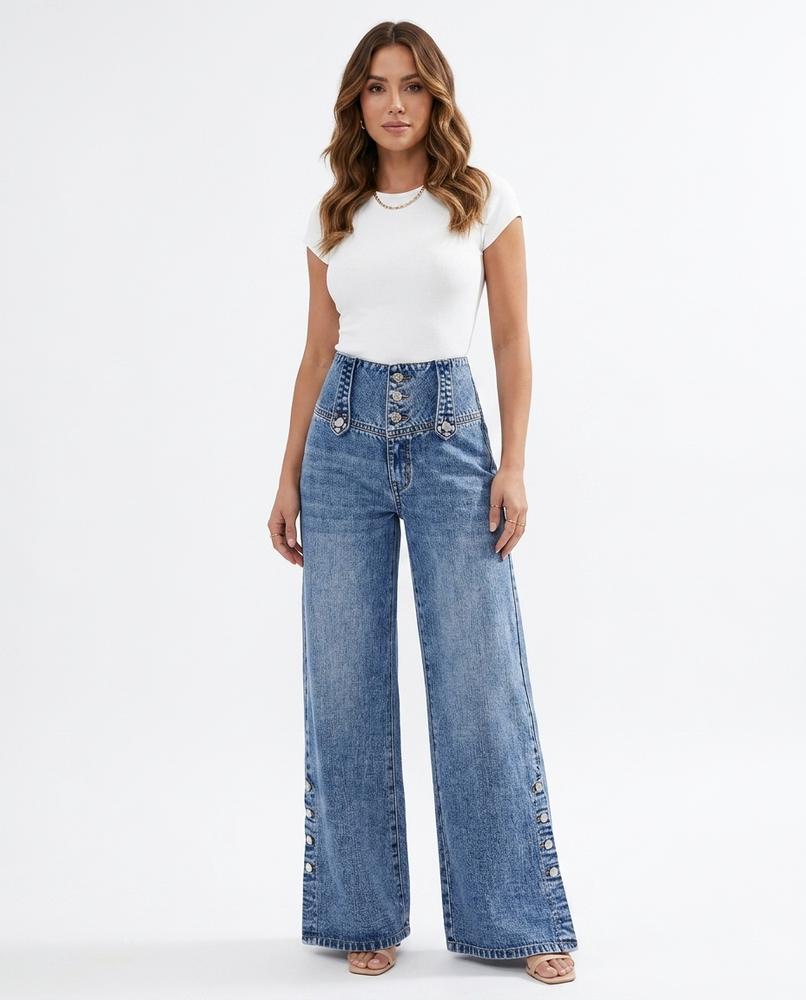 Heidi Outlet - Nosen | Hochgeschnittene Weite Hose Damen
