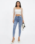 Heidi Outlet - Vimir | Gesmokt Transparent Top Damen