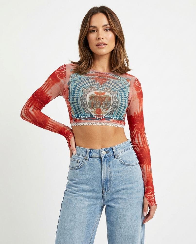 Heidi Outlet - Lemer | Langärmliges Bedrucktes Top Damen