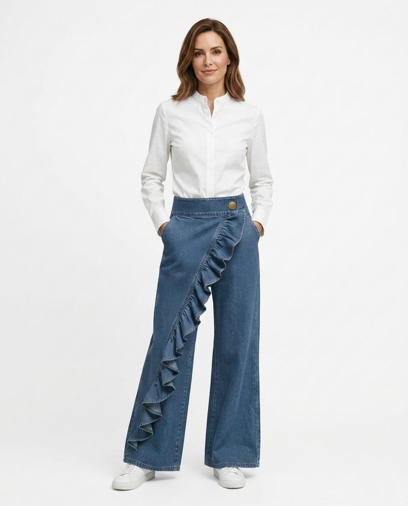 Heidi Outlet - Elsol | Asymmetrische Gerüschte Hose Damen