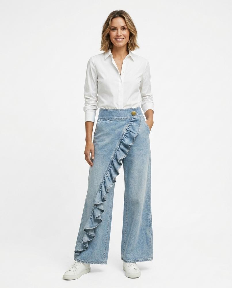 Heidi Outlet - Elsol | Asymmetrische Gerüschte Hose Damen