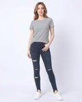 Heidi Outlet - Sahal | Eng Anliegende Zerrissene Hose Damen