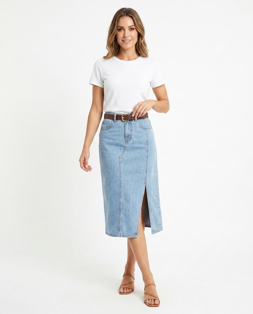 Heidi Outlet - Lamin | Geschlitzter Denim Rock Damen
