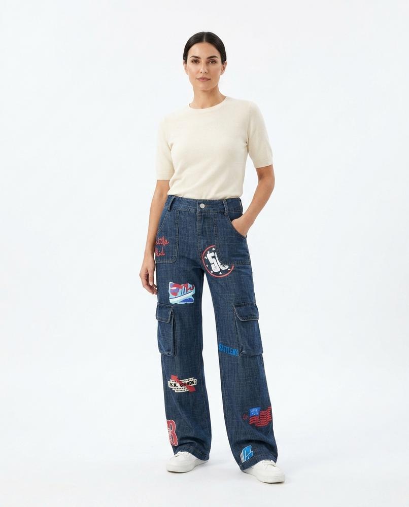 Heidi Outlet - Veron | Bedruckte Weit Geschnittene Hose Unisex