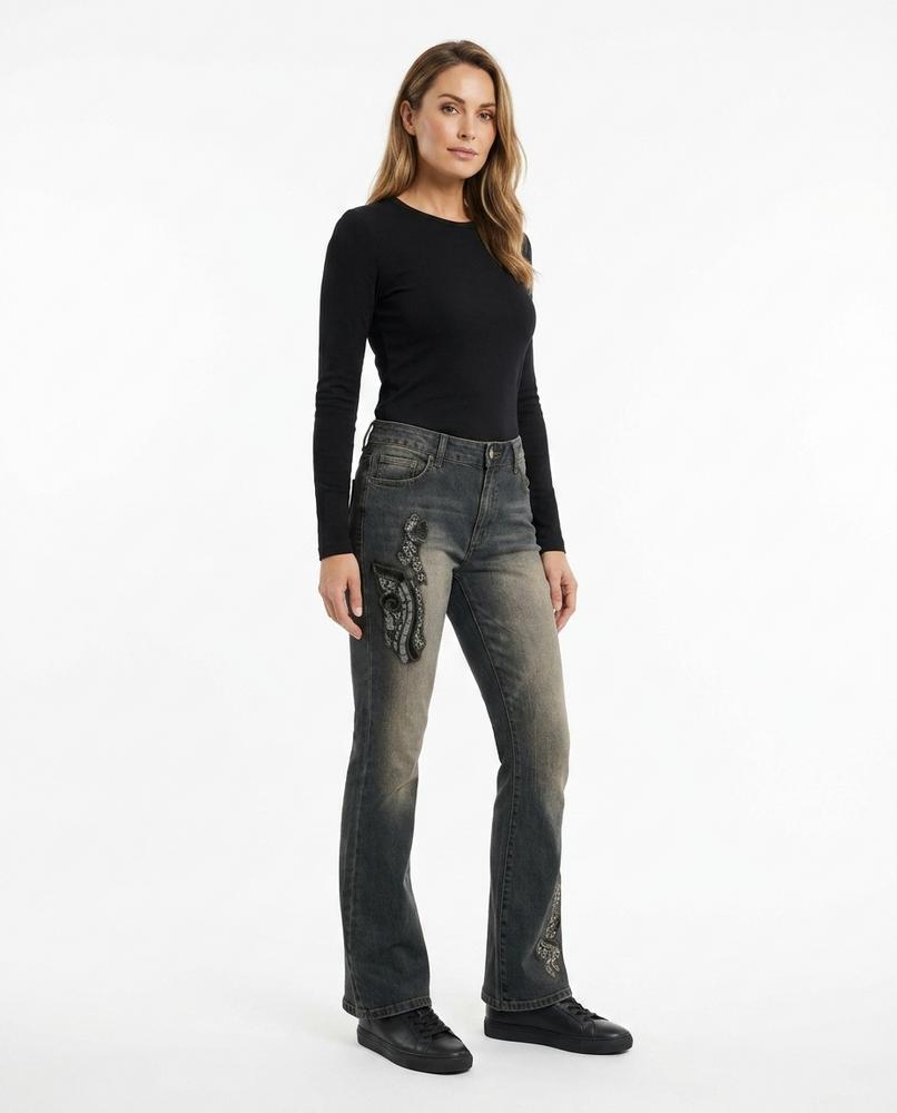 Heidi Outlet - Vimar | Ausgestellte Verwaschene Hose Damen