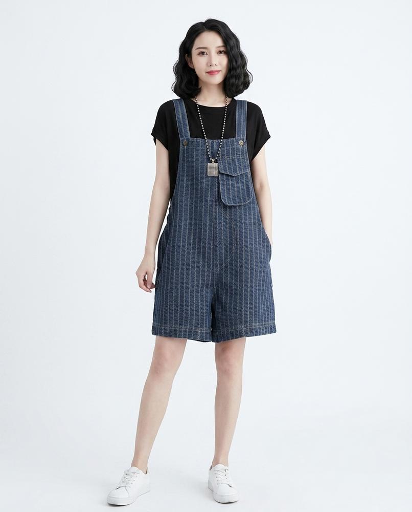 Heidi Outlet - Kesol | Gestreiftes Latz Kleid Damen