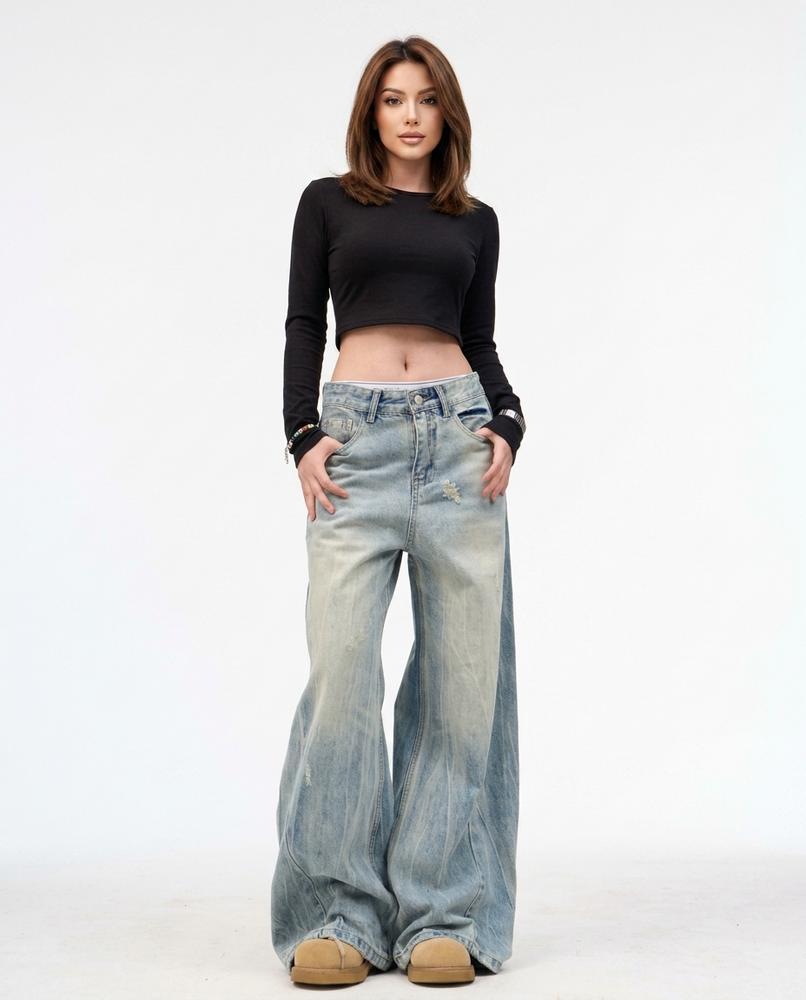 Heidi Outlet - Zavin | Weit Geschnittene Gewaschene Hose Damen