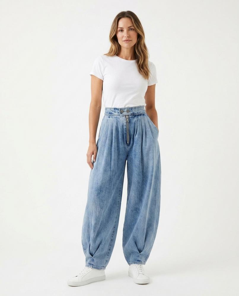 Heidi Outlet - Vasil | Weit Geschnitten Denim Hose Damen