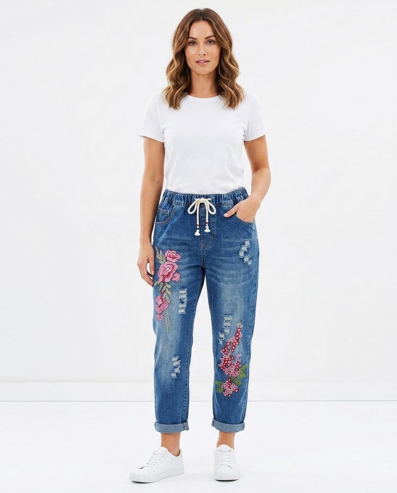 Heidi Outlet - Noser | Bestickte Elastische Hose Damen