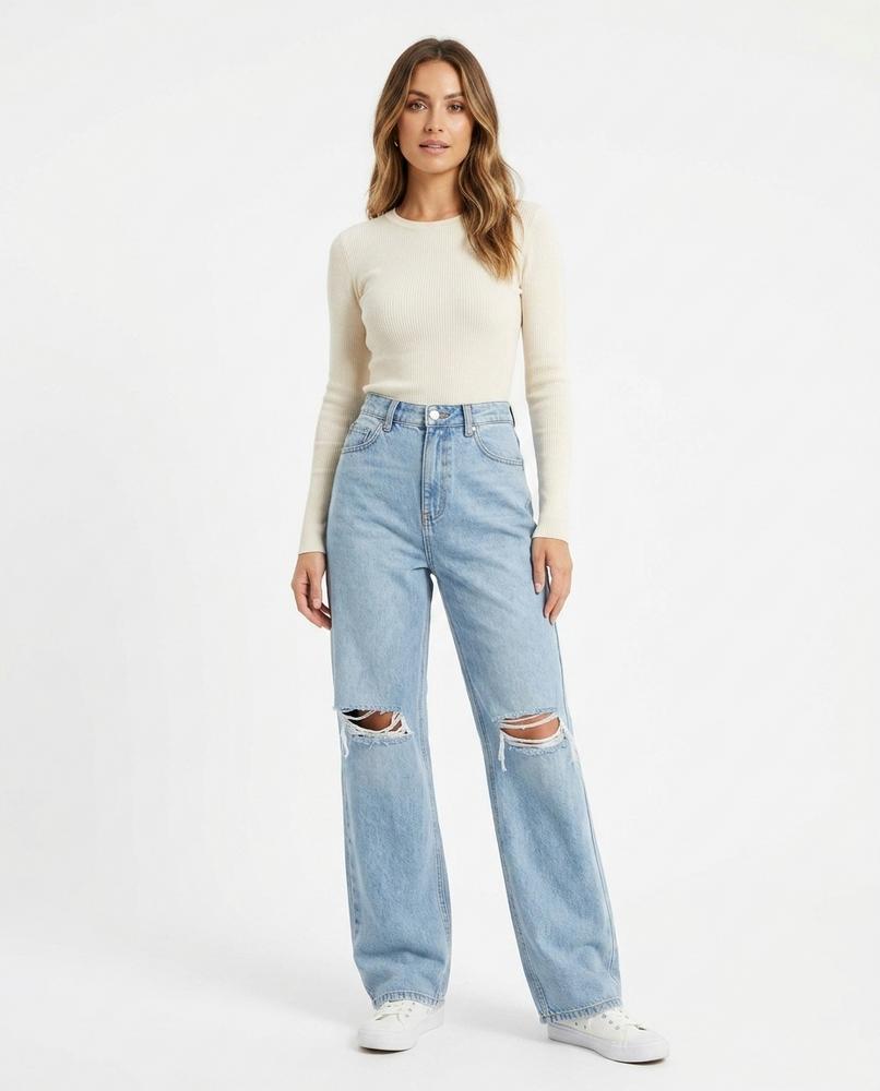 Heidi Outlet - Talom | Zerrissene Baumwoll Hose Damen