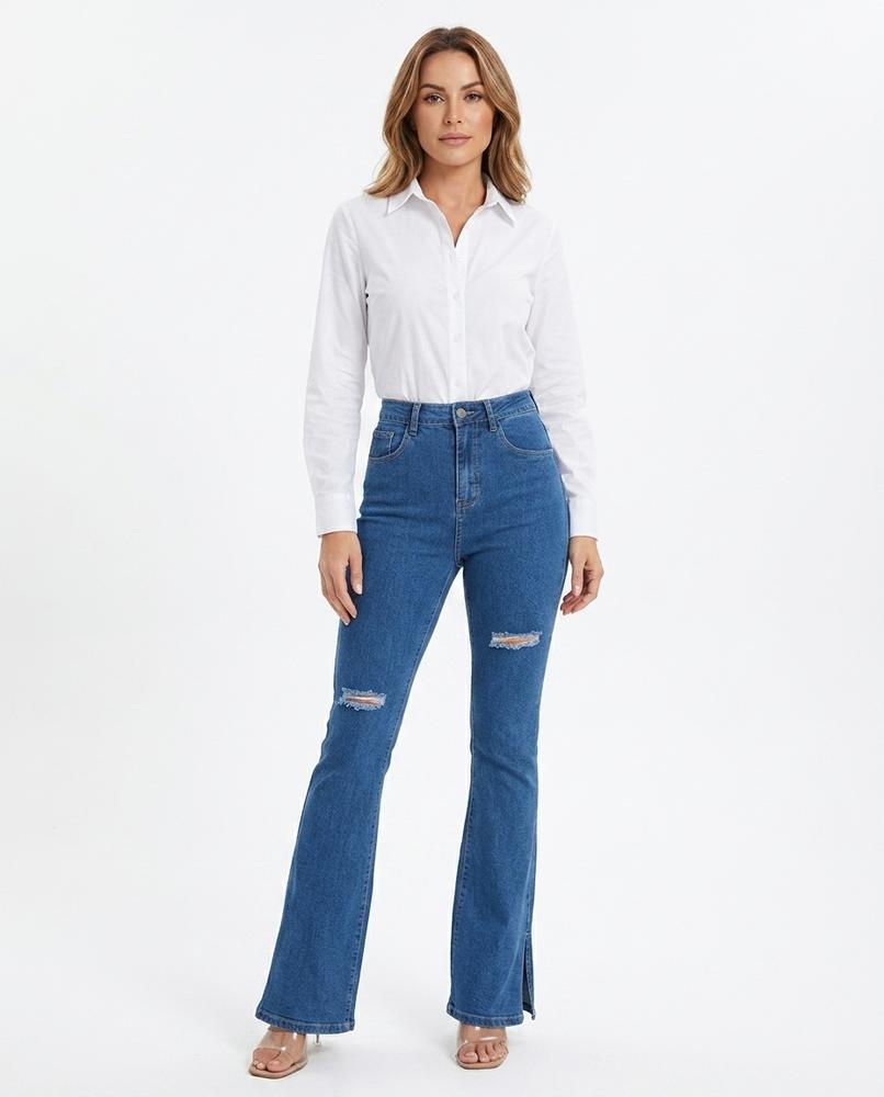 Heidi Outlet - Mimel | Hochgeschnittene Ausgestellte Hose Damen