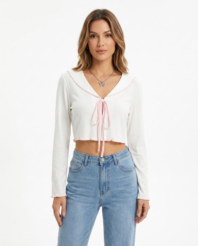 Heidi Outlet - Elvan | Langärmliges Kurzes Shirt Damen