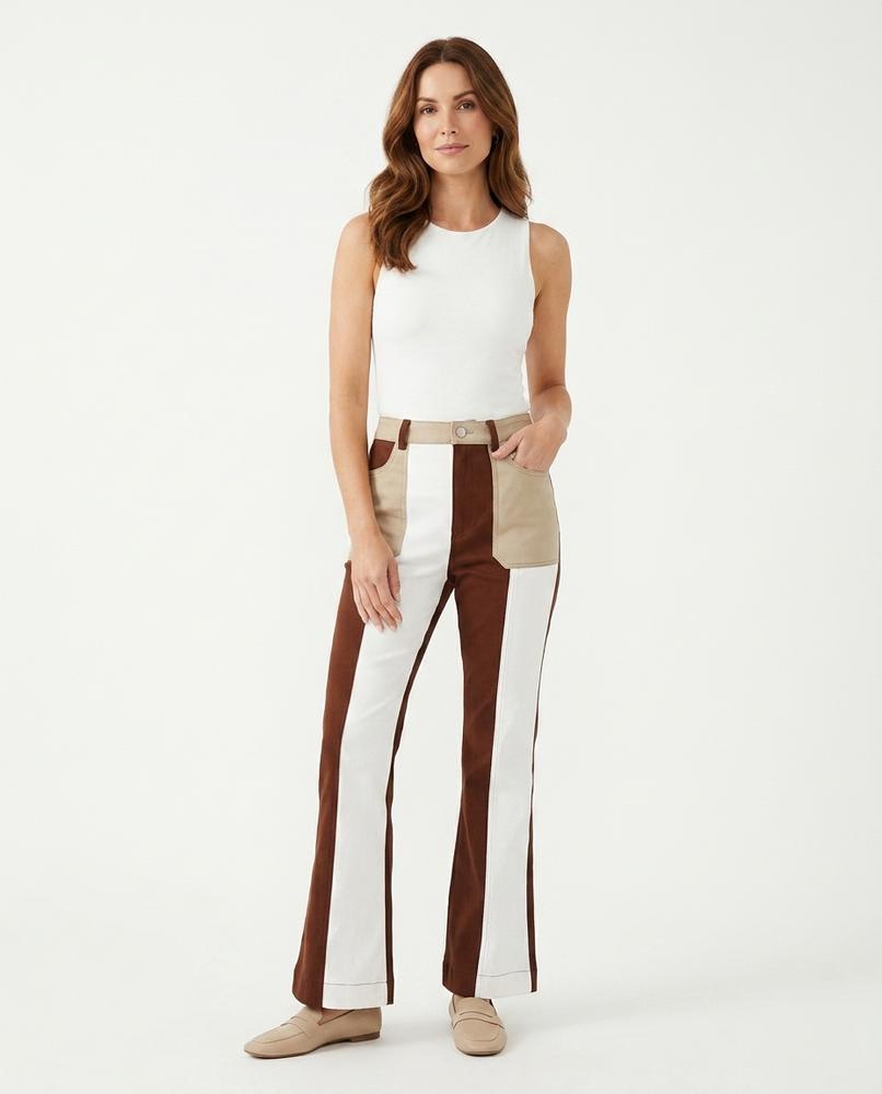 Heidi Outlet - Sadar | Farbgeblockte Ausgestellte Hose Damen