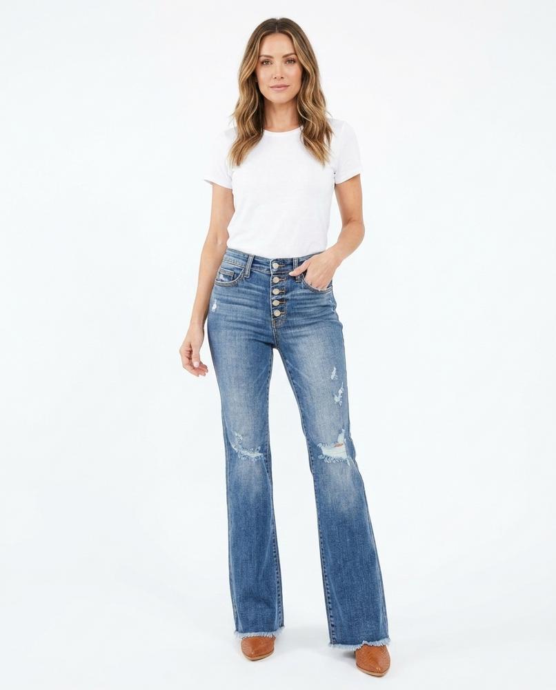 Heidi Outlet - Comon | Ausgestellte Geknöpfte Hose Damen