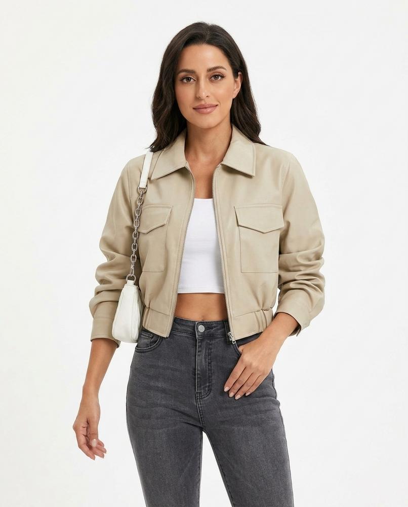 Heidi Outlet - Cotal | Taillenkurze Kunstleder Jacke Damen