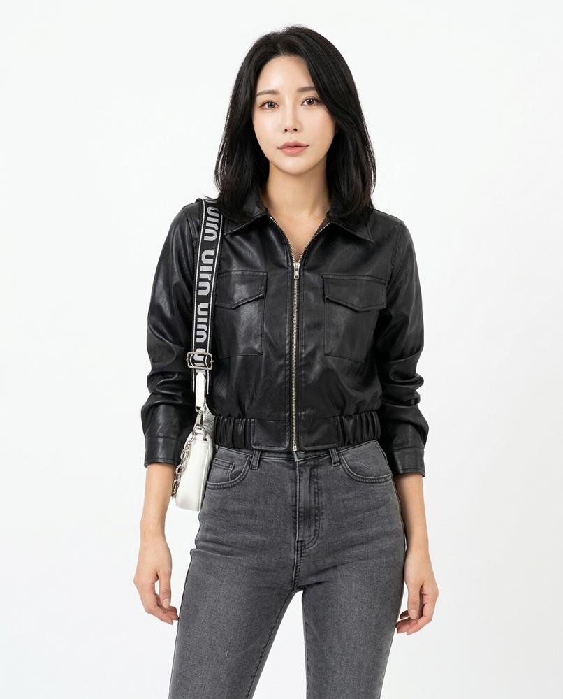 Heidi Outlet - Cotal | Taillenkurze Kunstleder Jacke Damen