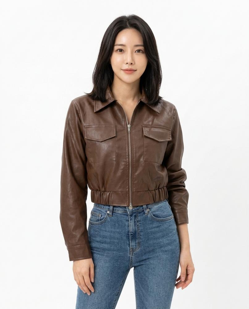 Heidi Outlet - Cotal | Taillenkurze Kunstleder Jacke Damen