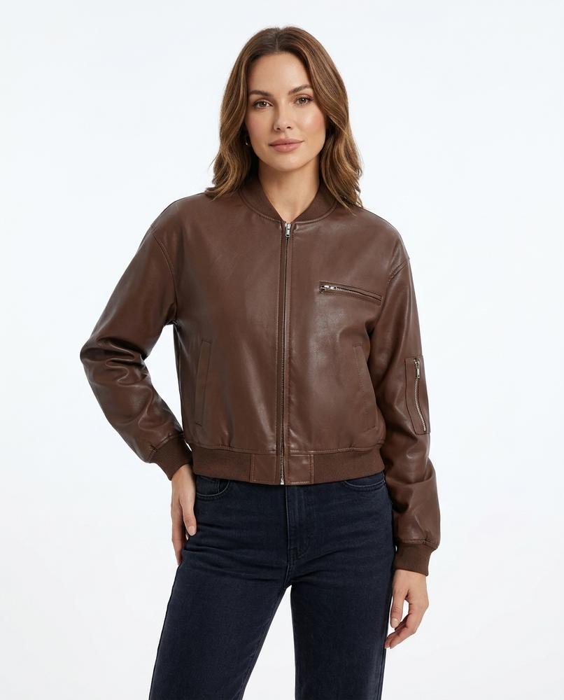 Heidi Outlet - Talan | Kurz Geschnitten Lederoptik Jacke Damen