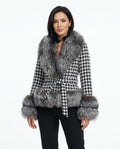 Heidi Outlet - Saser | Gemusterte Pelzbesetzte Jacke Damen