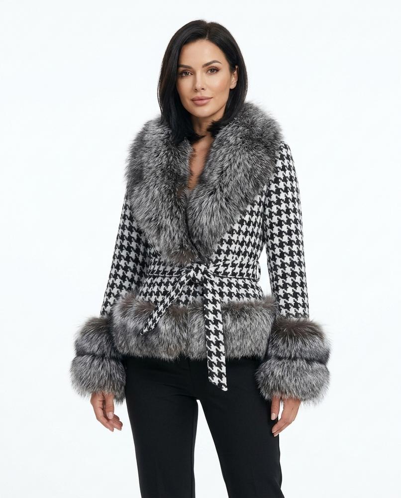 Heidi Outlet - Saser | Gemusterte Pelzbesetzte Jacke Damen