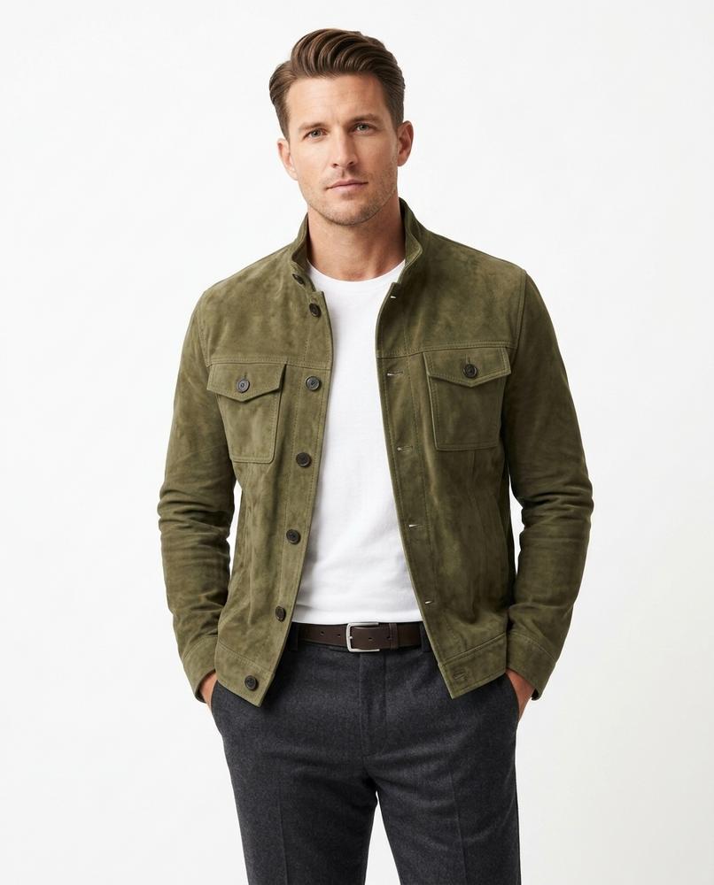 Heidi Outlet - Roken | Veloursledern Geknöpft Jacke Herren