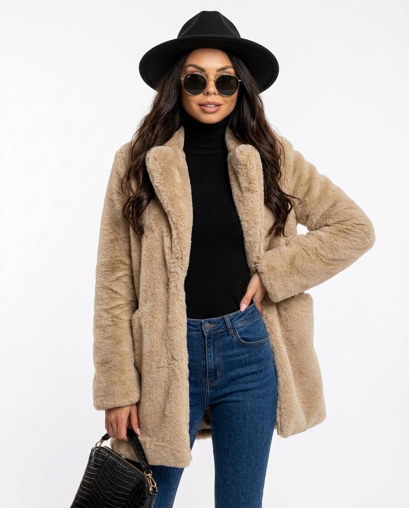 Heidi Outlet - Arlan | Plüschig Verschlusslos Mantel Damen
