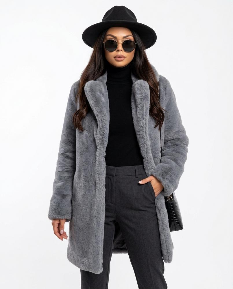 Heidi Outlet - Arlan | Plüschig Verschlusslos Mantel Damen