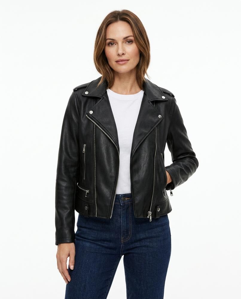 Heidi Outlet - Selor | Asymmetrische Leder-Optik Jacke Damen