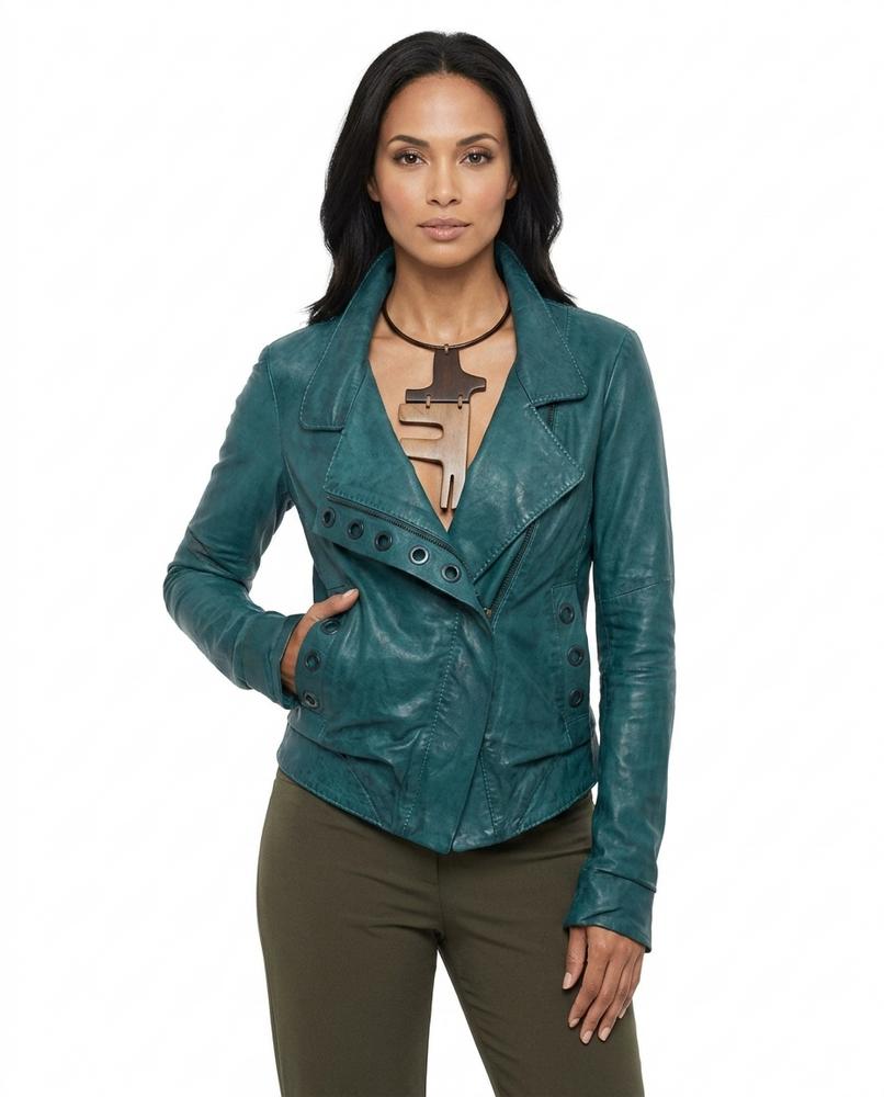 Heidi Outlet - Elvin | Asymmetrisch Genietet Jacke Damen