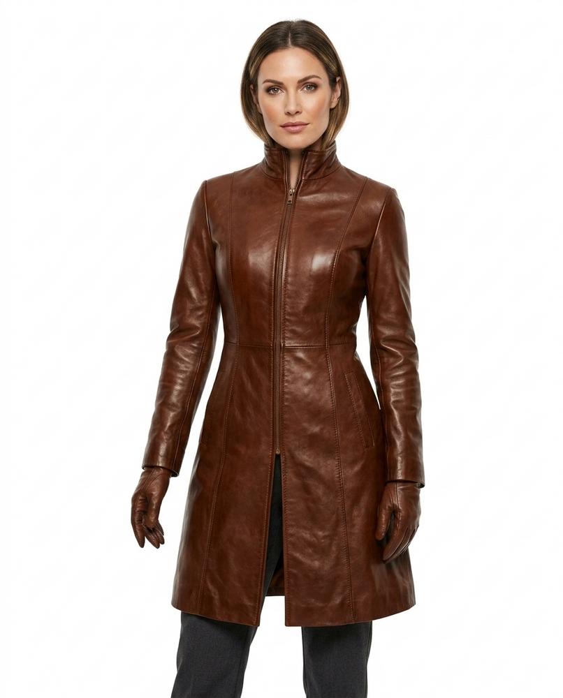 Heidi Outlet - Vivar | Lederner Taillierter Mantel Damen