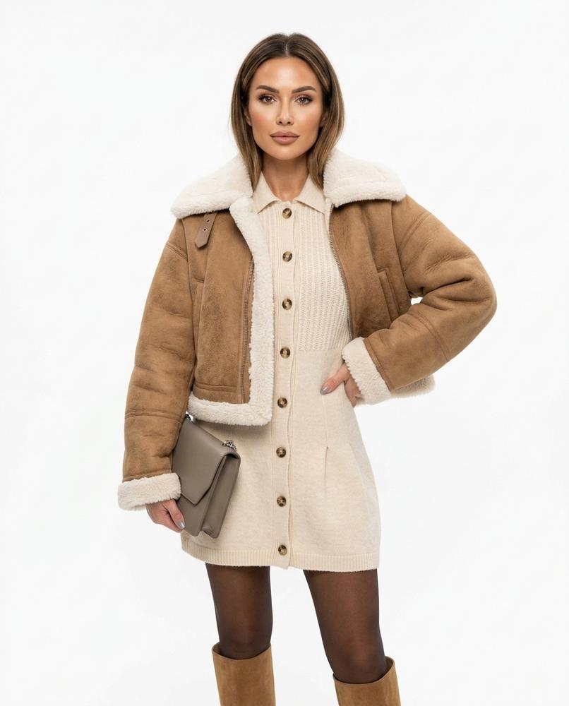 Heidi Outlet - Kamel | Gefütterte Kurzgeschnittene Jacke Damen