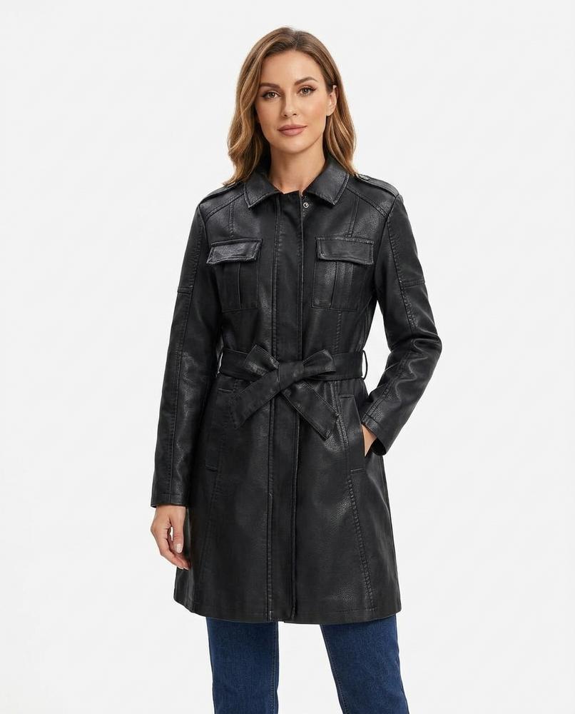 Heidi Outlet - Nodar | Taillierter Kunstlederner Mantel Damen