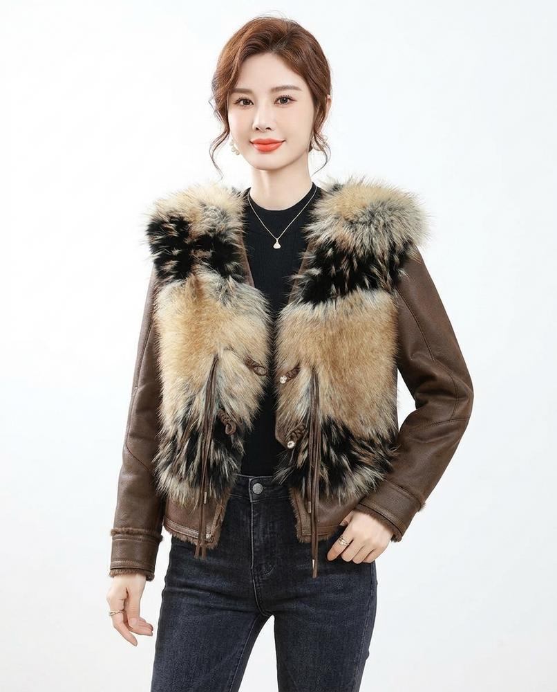 Heidi Outlet - Tisel | Pelzbesetzte Kurzgeschnittene Jacke Damen