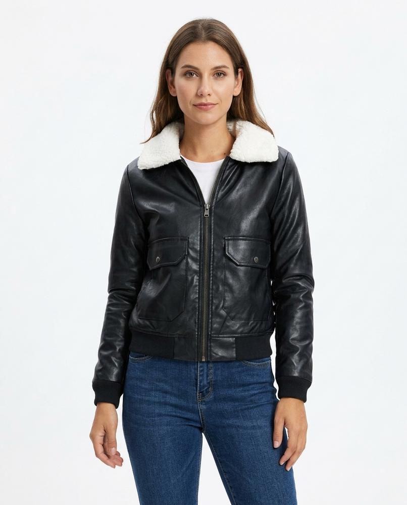 Heidi Outlet - Saken | Gefütterte Kunstleder Jacke Damen