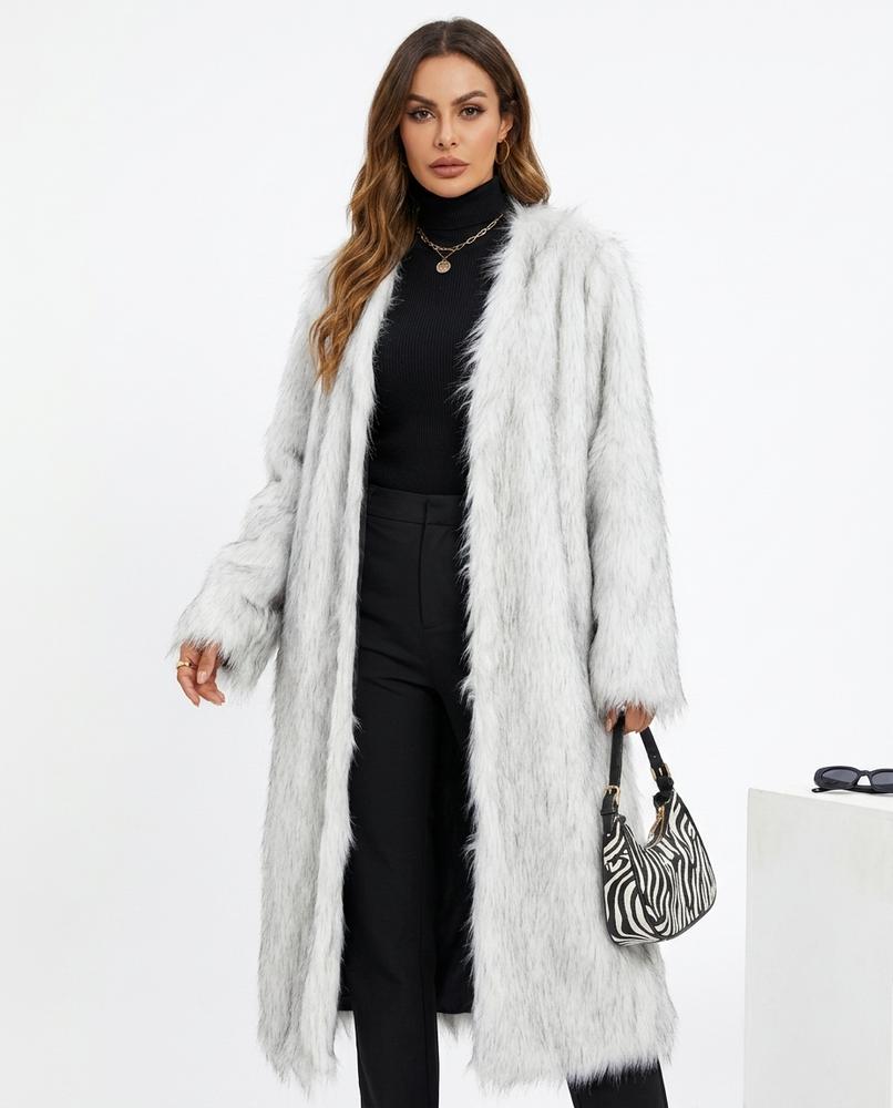 Heidi Outlet - Dadan | Verschlussloser Felliger Mantel Damen
